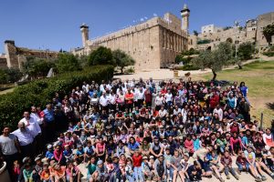 Hebron Community on the steps of the Tomb of the Patriarchs